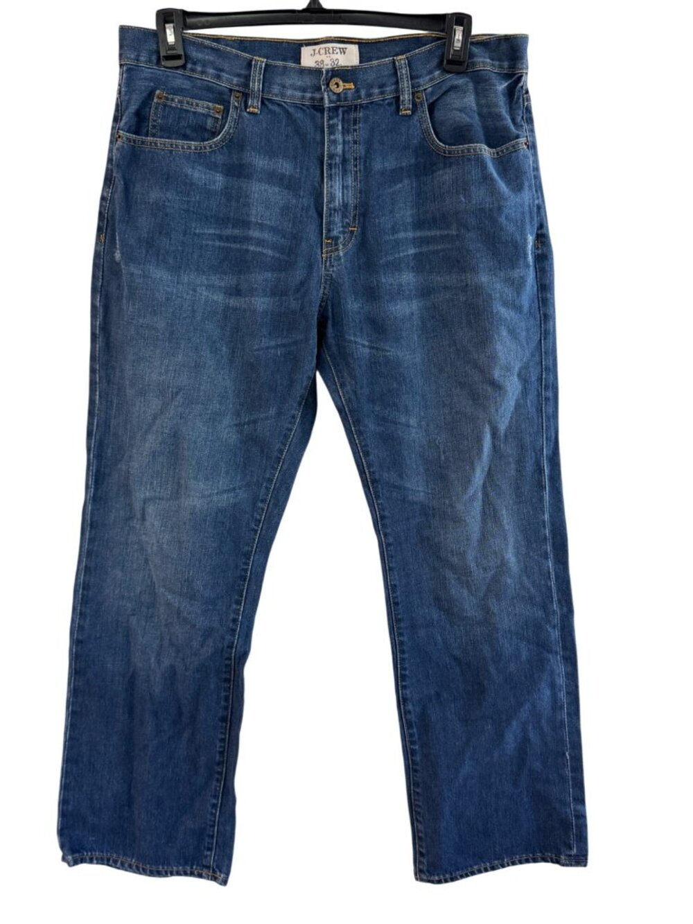 J.Crew Mens Straight-Leg Blue Denim Jeans 38x32 Classic Fit 100% Cotton Made In